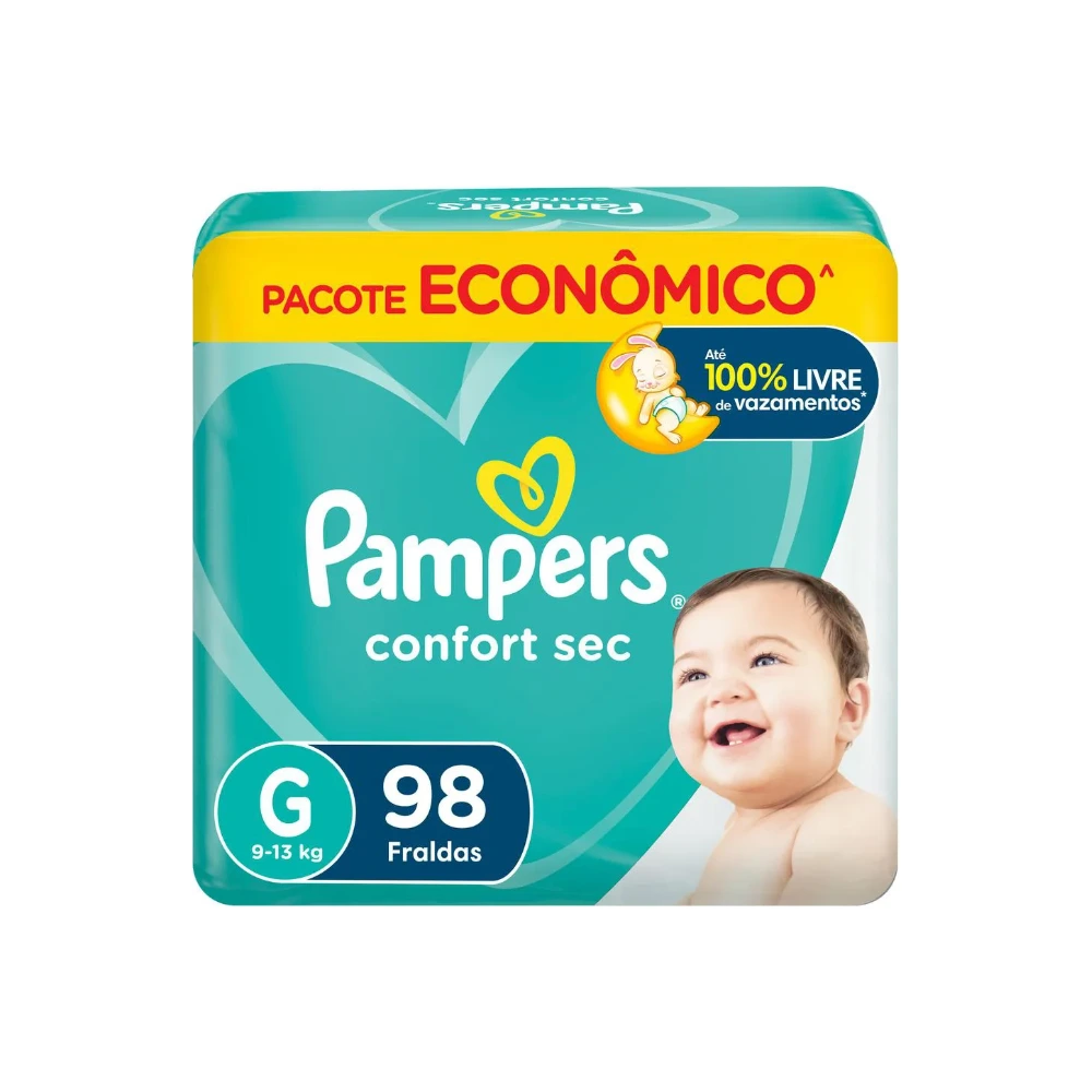 Fralda Pampers Confort Sec G 98 Unidades