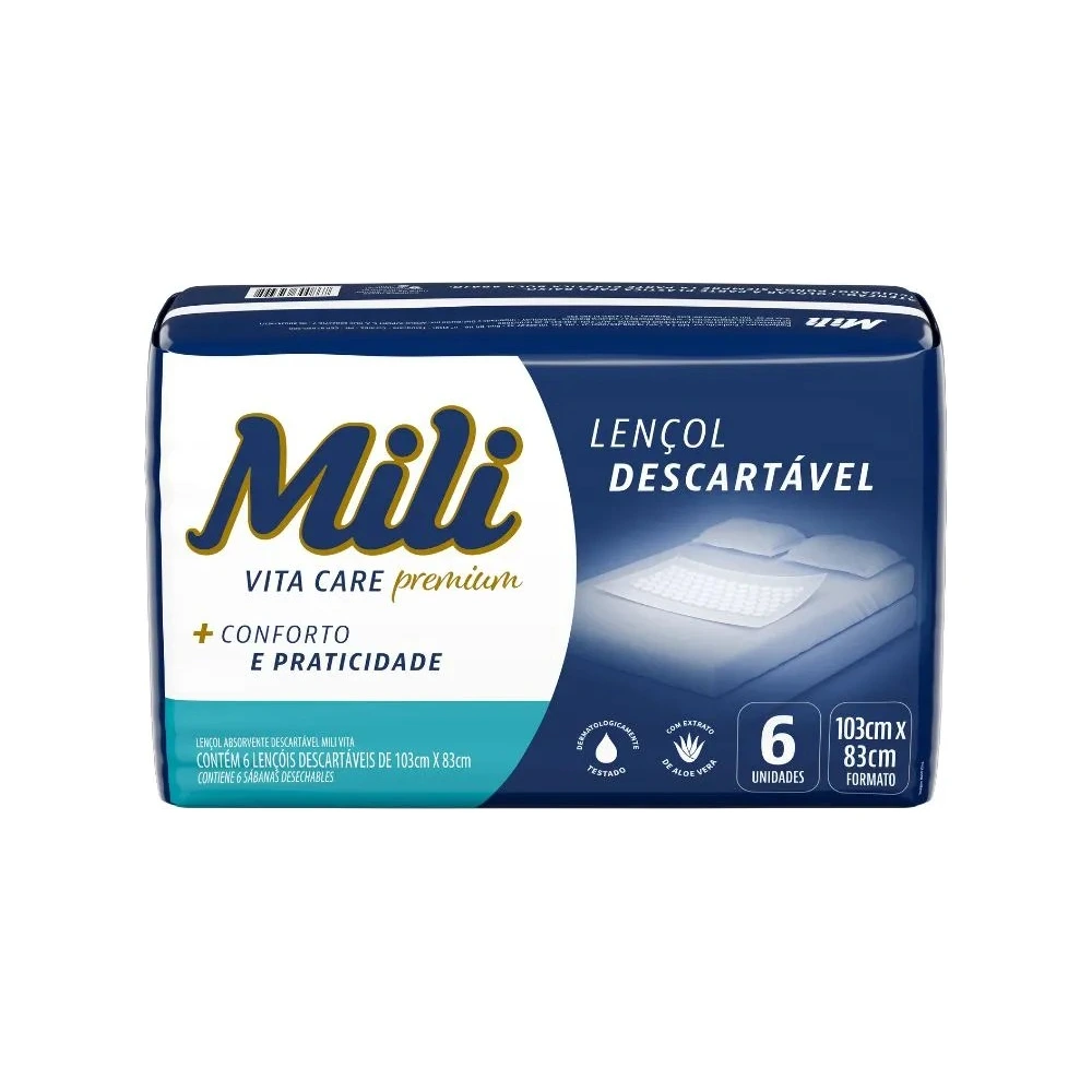 Lençol Absorvente Mili Vita Com 6 Unidades Descartáveis
