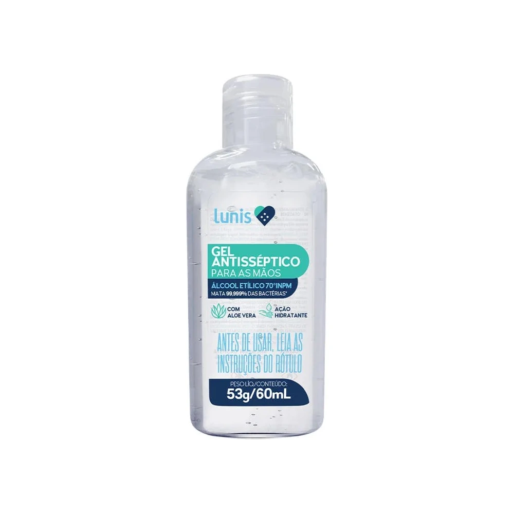 Alcool Em Gel 70% Antisseptico Lunis 60ml
