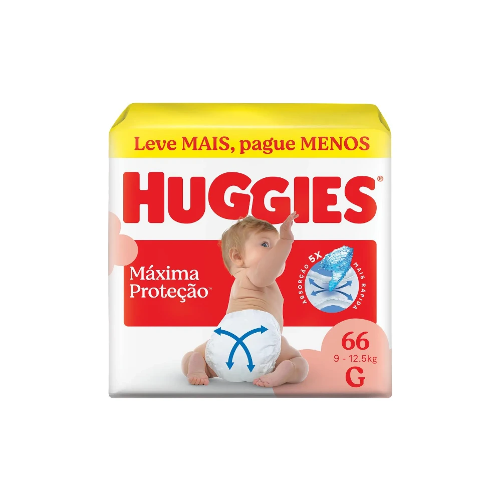 Fralda Huggies Supreme Care G com 66 Unidades